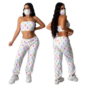 Fashionable casual new women's mask tube top three-piece suit FF1003
