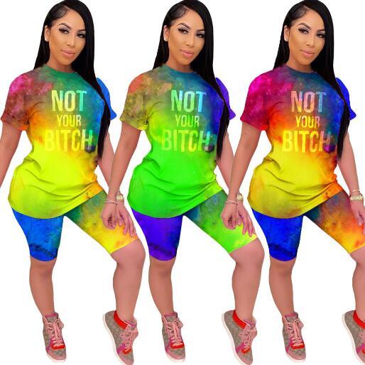 Tie-dye alphabet personality two-piece set CQ011