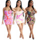Tie-dye suspenders sexy fashion slim dress YZ1202