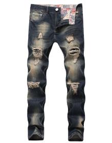 Mens hole jeans Nostalgic mens straight Slim jeans TX928