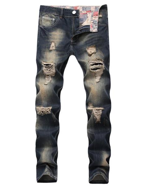Mens hole jeans Nostalgic mens straight Slim jeans TX928