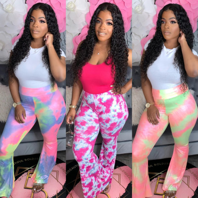Fashion tie-dye Womens sexy flared pants S6235