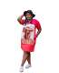 Comfy Ladies Short Sleeves Casual Printing Knee Length Dress AFY667