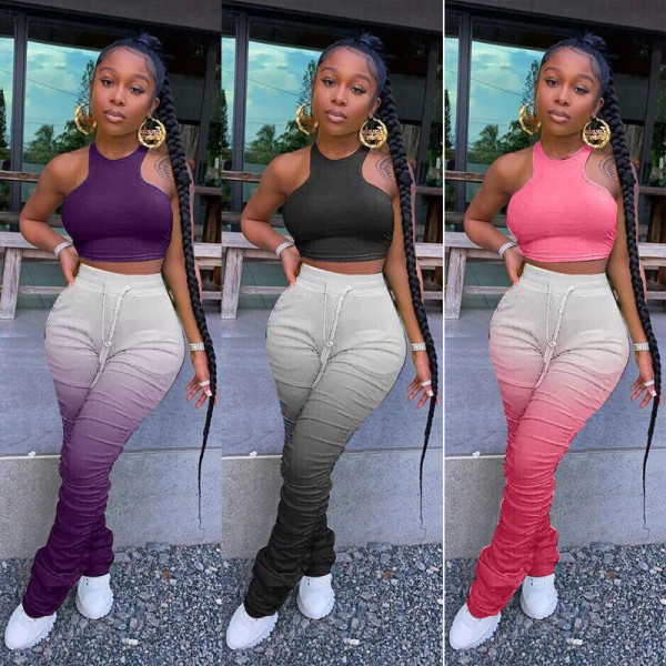 Tight-fitting vest pleated gradient sports fashion casual suit RSN756