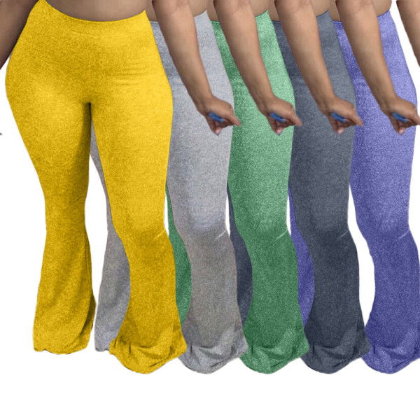 Autumn new personality snowflake spot sexy casual tight-fitting big flared pants TK6108