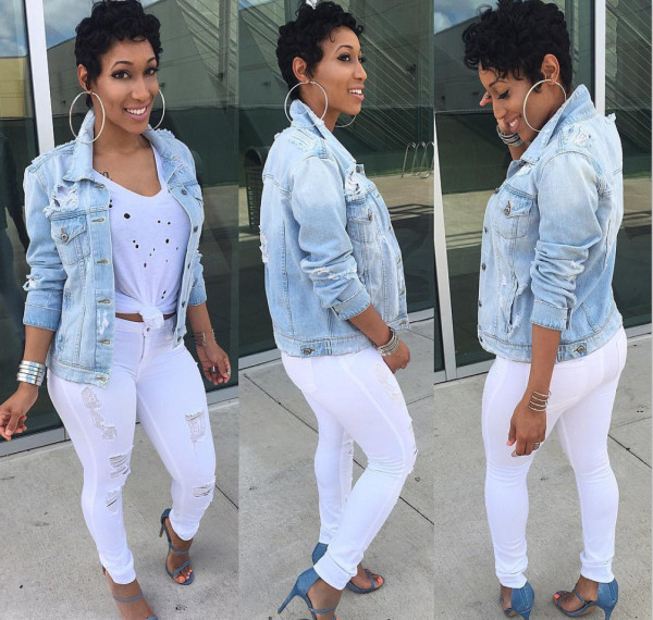 Fashion large size denim jacket women's clothing CJ6327