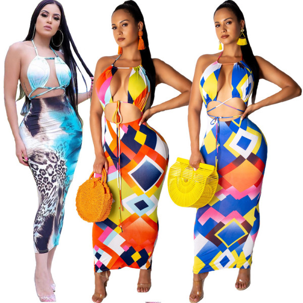 Hot Sexy Womnen Bandage Multicolor Long Dress CCY8107