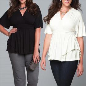 Medium-sleeved dark solid-color dress with large size FP3117