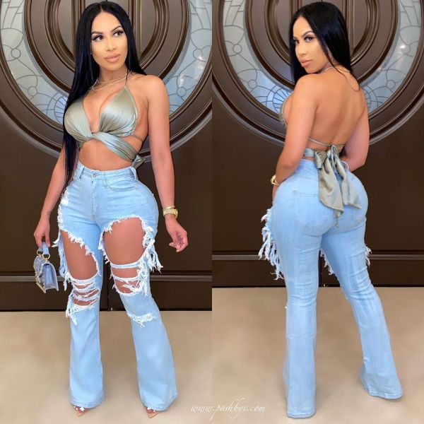 Ripped washed flared jeans ORY5165