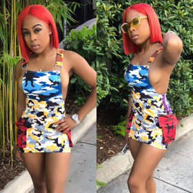 Promotion Camouflage Leisure Mini Dress With Straps MA6073