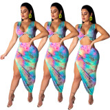 Cheap Sleeveless Sexy Top Printing Irregular Skirts AMM8117