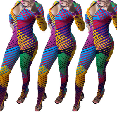 Womens sports sexy slim color jumpsuit ABL6602