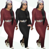 Wholesale Price Bodycon Split Knitting Maxi Dress Without Belt OMY5056