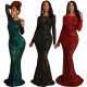 Women's autumn and winter long-sleeved casual sequin dress dress long skirt LLS290
