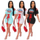 Womens machine eye strap print waist dress TRS1057