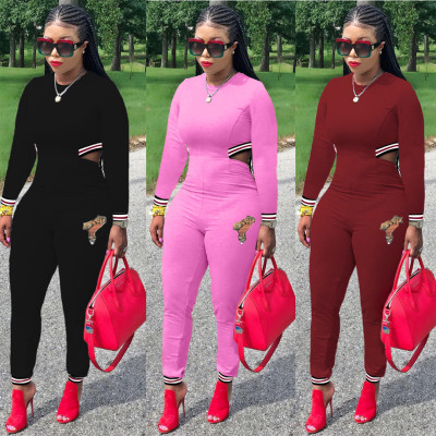 Urban Fashion Women's Ribbon Print Tricolor Jumpsuit T3390H