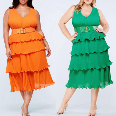 Pleated layered dress without belt YF1165