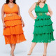 Pleated layered dress without belt YF1165