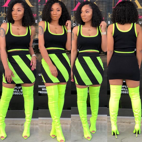 Fashion casual suit color block stitching sexy skirt suit H1316