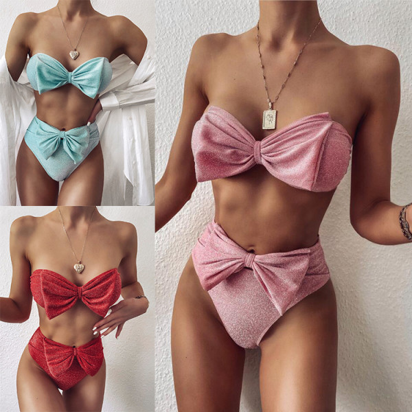 Women's split swimsuit bright silk bikini CSB138