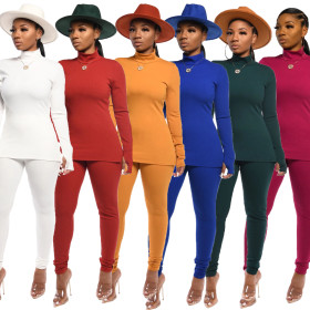 Comfy Bodycon Autumn Winter Plain Color Women Sets CM632