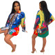 Online Sale Women Long Sleeves Printing Cardigan Dress YZ1921