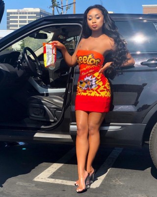 Featured printed sexy hip wrap skirt BNY7001