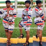 Sexy Printing Suits Bandage Crop Top Midi Shorts S698