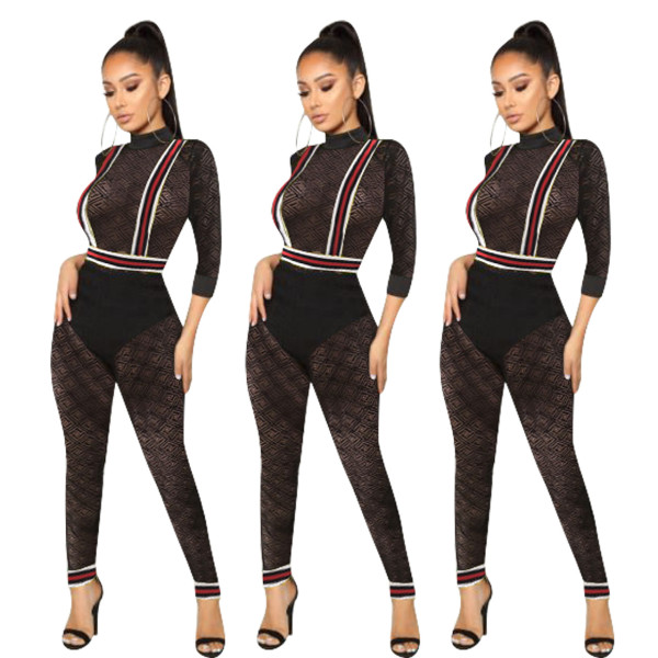 Sexy See Through Slim Bodycon Women Jumpsuit ED8018