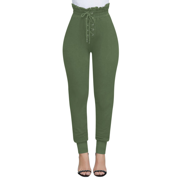 Trendy Elastic Solid Color High Waist Skinny Pants XY1857