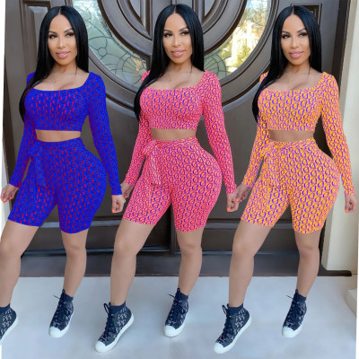 Sexy tight two-piece women's print XZ3576