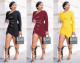 New Design Zipper Patchwork Slim Long Sleeved Irregular Dress QQ5141