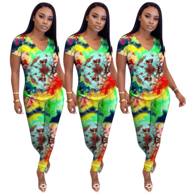 Short sleeve trousers print suit NK112