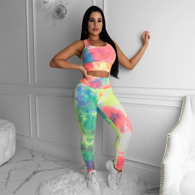 Women's short vest hip-lifting leggings yoga suit S916355