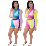 Stylish Women Color Block See Through Outfits YYZ630