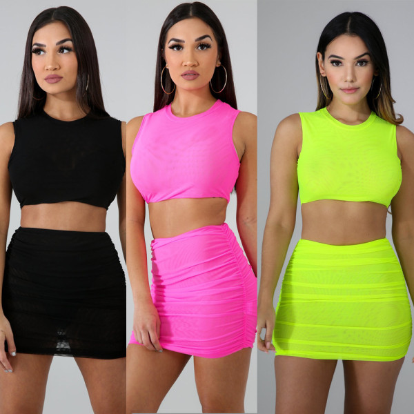 Bodycon Ladies Pure Color Short Club Skirt Suits KA7045