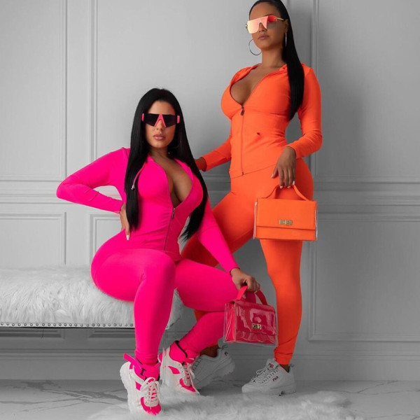Women\'s fluorescent long-sleeved shirt yoga exercise suit S1734956