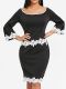 Female Bodycon Oversize 3/4 Sleeves Lace Pencil Dress ZC00717