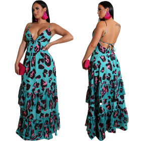 Bohemian Maxi Skirt Beach Vacation Dress Strap Backless AL076