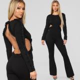 Elegant Black Backless Jumpsuits JLX3070
