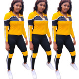 Leisure Zipper Coat Slinky Pants Sport Two-Piece Suits ED8038