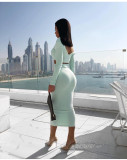 Cotton pit long-sleeved two-piece suit skirt autumn and winter dress women SUM440
