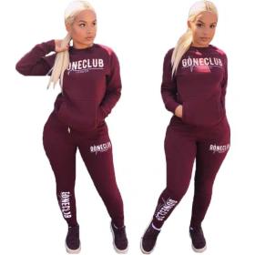 Letters Printing Sprot Suits Pocket Hoodie Skinny Pants LA1108