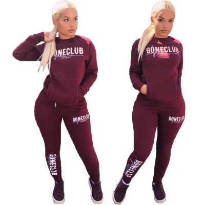 Letters Printing Sprot Suits Pocket Hoodie Skinny Pants LA1108