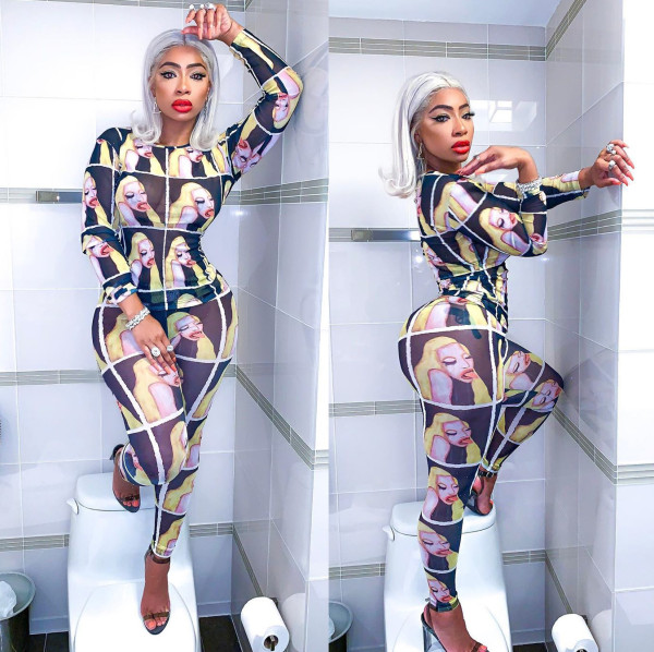 Sexy mesh print pants suit MOS935