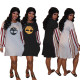 Casual Stripe Sleeve Splicing T-Shirt Dress For Daily Wear AMM8204