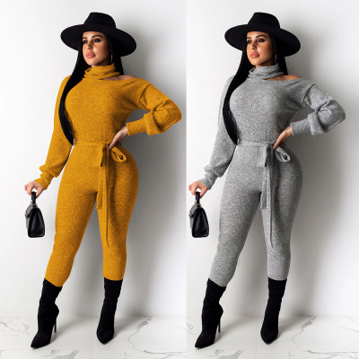 Sexy Off Shoulder High Neck Long Sleeve Bodysuit K8876