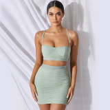 Summer mesh gown top skirt suit sexy nightclub party dress two-piece suit LBK20086