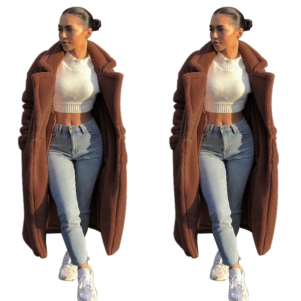 Leisure Winter Female Long Style Thicken Brown Coat ZS0236