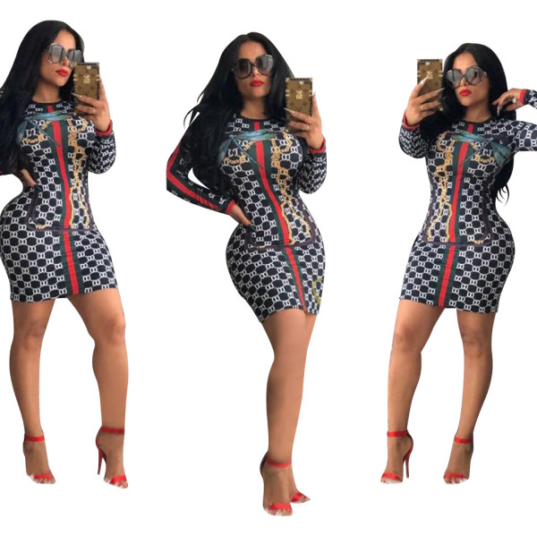 Long Sleeves Plaid Slim Mini Dress XY1877